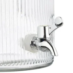 Relaxdays Dryckesdispenser, 5 l, med kran och lock, dekorativ design, för din lemonade, transparent