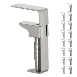 Relaxdays Dukklämmor, set med 16, justerbara klipp för tjocka bord, rostfritt stål, upp till 4 cm, silverfärgade