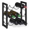Vinflaskhållare-Relaxdays Flaskställ 9 fack, vinlagringshylla, metall, HxBxD: 37x35x17 cm, kök & bar, svart
