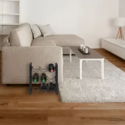 Vinflaskhållare-Relaxdays Flaskställ 9 fack, vinlagringshylla, metall, HxBxD: 37x35x17 cm, kök & bar, svart