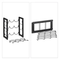 Vinflaskhållare-Relaxdays Flaskställ 9 fack, vinlagringshylla, metall, HxBxD: 37x35x17 cm, kök & bar, svart