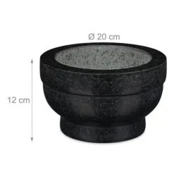 Mortlar & Mortelstötar-Relaxdays Mortel i granit med pistill, robust, för kryddor, örter, mortel i polerad sten, 5,6 kg, cm, 1l, svart