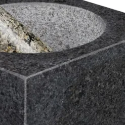 Mortlar & Mortelstötar-Relaxdays Mortel och pistill, i granit, polerad, lång livslängd, kryddor och örter, 500 ml volym, krossare lxB 14,5 x 14,5 cm