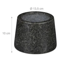 Mortlar & Mortelstötar-Relaxdays Mortel och stöt, i granit, polerad, lång livslängd, för kryddor och örter, stengrynare D 13,5 cm mörkgrå