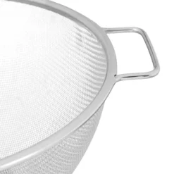 Relaxdays Rostfritt stål Durkslag 26 cm Köksredskap Pasta Avloppssallad Handtag och ringbotten, Silver