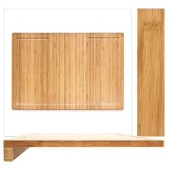 Relaxdays Skärbräda i bambu, elegant design, H x B x D: ca 5 x 56 x 38 cm, för köket, natur