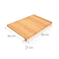 Relaxdays Skärbräda i bambu, elegant design, H x B x D: ca 5 x 56 x 38 cm, för köket, natur