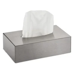 Relaxdays Smyckeslåda i rostfritt stål, våtservettshållare, påfyllningsbar, väggmontering, distributör, silverfärgad