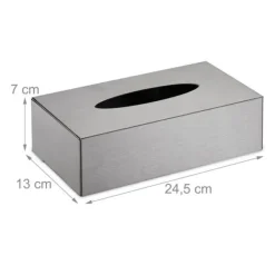 Relaxdays Smyckeslåda i rostfritt stål, våtservettshållare, påfyllningsbar, väggmontering, distributör, silverfärgad