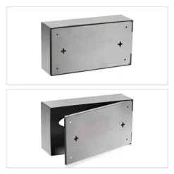 Relaxdays Smyckeslåda i rostfritt stål, våtservettshållare, påfyllningsbar, väggmontering, distributör, silverfärgad