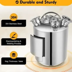 Ölkranar-Rengöringsbehållare för ölledningar - 3-huvuds ledningsrengörare - 10 l - Rostfritt stål - Med lock - Silver
