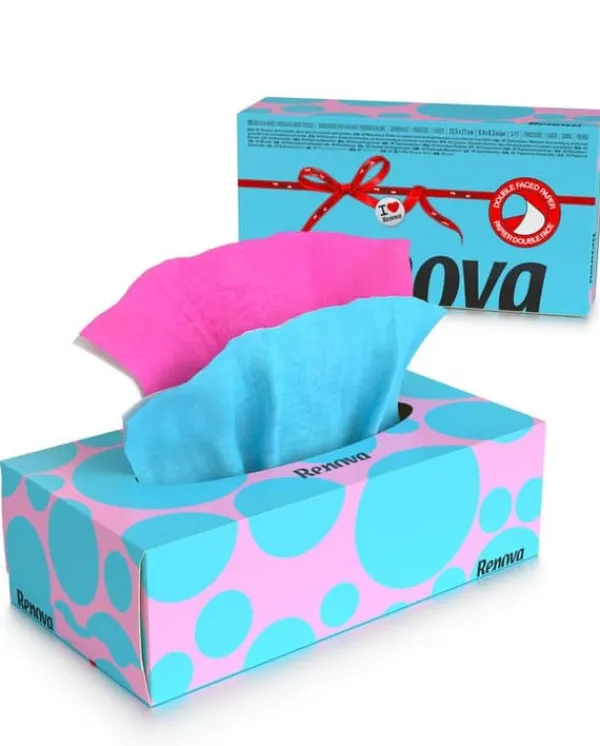 Renova avtagbara hygienvåtservetter blå och rosa 80 st