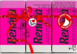 Pappersnäsdukar-Renova Röda etiketter rosa näsdukar 6x9 st