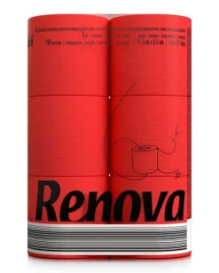 Toalettpapper-Renova Rött Doftande Toalettpapper 16,1 m 3-lagers 140 Ark 6 Rullar