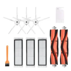 Robotdammsugare-Reservdelssats för Mi Roborock S6/ S5/ E2/ E35 robotdammsugare 10 delar, 3 × 5-armars sidoborste, 3 × filter, 2 × rullborste, 1 × gul borste, 1 × PE-påse | CDON
