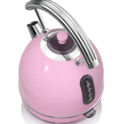 Vattenkokare-Retro vattenkokare, 1,8 L, BPA-fritt rostfritt stål, dolt motstånd, sladdlös SWAN SK14630PNEU 3000W Rosa 61802
