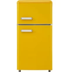 Kombinerad Kyl- & Frys-Retro-Kylskåp, Dubbeldörr, 72L kyl, 21L frys, 120 kWh/år, LED-ljus, Flera färger, Energieklass E