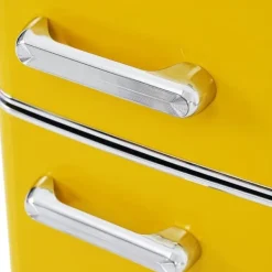 Kombinerad Kyl- & Frys-Retro-Kylskåp, Dubbeldörr, 72L kyl, 21L frys, 120 kWh/år, LED-ljus, Flera färger, Energieklass E