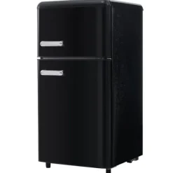 Kombinerad Kyl- & Frys-Retro-Kylskåp, Dubbeldörr, 72L kyl, 21L frys, 120 kWh/år, LED-ljus, Flera färger, Energieklass E