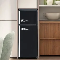 Retro-Kylskåp, Kombinerad kyl och frys, 105.5 cm, 92L, 28L frys, Energieklass D