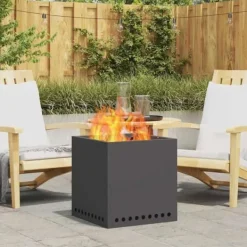 vidaXL Rökfri utomhusfoajé - - 48x48x50 cm - Svart - Stål - Max temperatur 600 ℃ - Dubbelväggad luftflöde