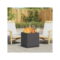 vidaXL Rökfri utomhusfoajé - - 48x48x50 cm - Svart - Stål - Max temperatur 600 ℃ - Dubbelväggad luftflöde