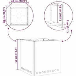 vidaXL Rökfri utomhusfoajé - - 48x48x50 cm - Svart - Stål - Max temperatur 600 ℃ - Dubbelväggad luftflöde