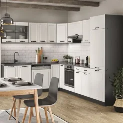 R-Line hörnkök, 227 x 287 cm, PT Ek, Stuga vit/antracit, Vicco