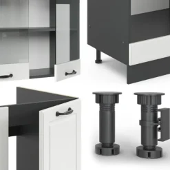 R-Line hörnkök, 227 x 287 cm, PT Ek, Stuga vit/antracit, Vicco