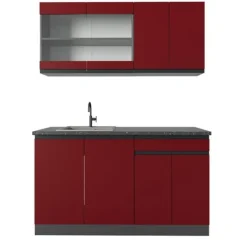 R-Line Kök, 140 cm J-Shape, Röd/Antracit, Vicco