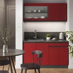R-Line Kök, 140 cm J-Shape, Röd/Antracit, Vicco