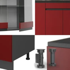 R-Line Kök, 140 cm J-Shape, Röd/Antracit, Vicco