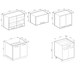 Monteringsfärdiga Kök & Pentryn-R-Line Kök, 200 cm J-Shape, Röd/Antracit, Vicco