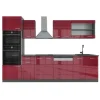 Monteringsfärdiga Kök & Pentryn-R-Line kök, 300 cm med högskåp, PT Antracit, Bordeaux högglans/antracit, Vicco
