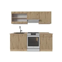 Monteringsfärdiga Kök & Pentryn-R-Line Kök, 200 cm, PT Ek, Artisan Ek/Golden Ek, Vicco