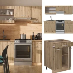 Monteringsfärdiga Kök & Pentryn-R-Line Kök, 200 cm, PT Ek, Artisan Ek/Golden Ek, Vicco