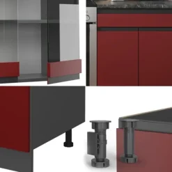 Monteringsfärdiga Kök & Pentryn-R-Line Kök, 200 cm, PT Ek, Röd/Antracit, Vicco