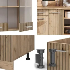 Monteringsfärdiga Kök & Pentryn-R-Line kök, 240 cm utan bänkskiva, Artisan Oak/Golden Oak, Vicco