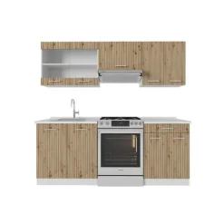 Monteringsfärdiga Kök & Pentryn-R-Line kök, 200 cm utan bänkskiva, Artisan ek/vit, Vicco