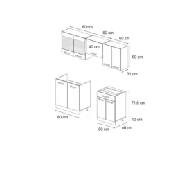 Monteringsfärdiga Kök & Pentryn-R-Line kök, 200 cm utan bänkskiva, Artisan ek/vit, Vicco