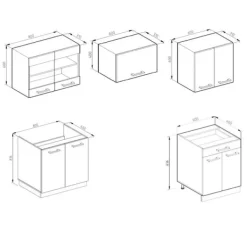 Monteringsfärdiga Kök & Pentryn-R-Line kök, 200 cm utan bänkskiva, Stuga vit/antracit, Vicco
