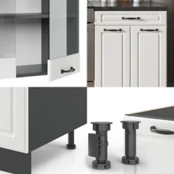 Monteringsfärdiga Kök & Pentryn-R-Line kök, 200 cm utan bänkskiva, Stuga vit/antracit, Vicco