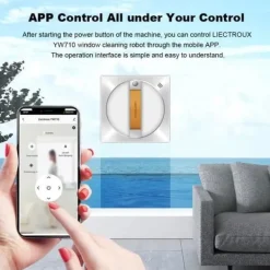 Robotdammsugare-Robot Fönsterskrapa - LIECTROUX - YW710 - Dubbel Spraying - Röstassistent - Hastighet 3,5 minm