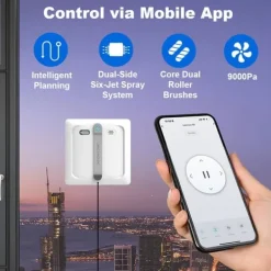 Rengöringsmedel-Robotfönsterputsare - LIECTROUX - S9 - 9000 Pa - Dubbel roterande borstar - App & fjärrkontroll