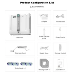 Rengöringsmedel-Robotfönsterputsare - LIECTROUX - S9 - 9000 Pa - Dubbel roterande borstar - App & fjärrkontroll