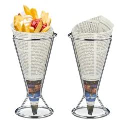 Robust pommes friteshållare, set med 2, rostfritt stål