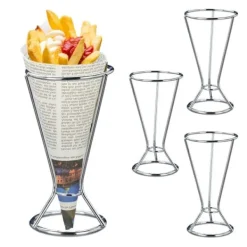 Robust pommes friteshållare i set med 4 i rostfritt stål