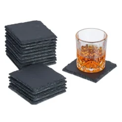 Robust set med 16 skifferunderlägg 10x10 cm