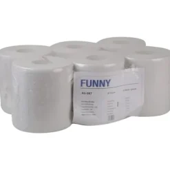 Rolig Set med 6 rullar handdukar 1 tjocklek Återvunnet papper Avrullning inåt Vit 20 cm -