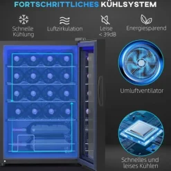 Vinkylar-Rootz 20 flaskan litet vinkylskåp - mini dryck kylare - tyst kylning - 53l kapacitet - 43W x 45d x 64h cm